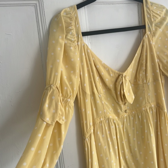 For Love & Lemons 🍋 Limoncello Dress - high low butter yellow polka dot - Picture 5 of 6